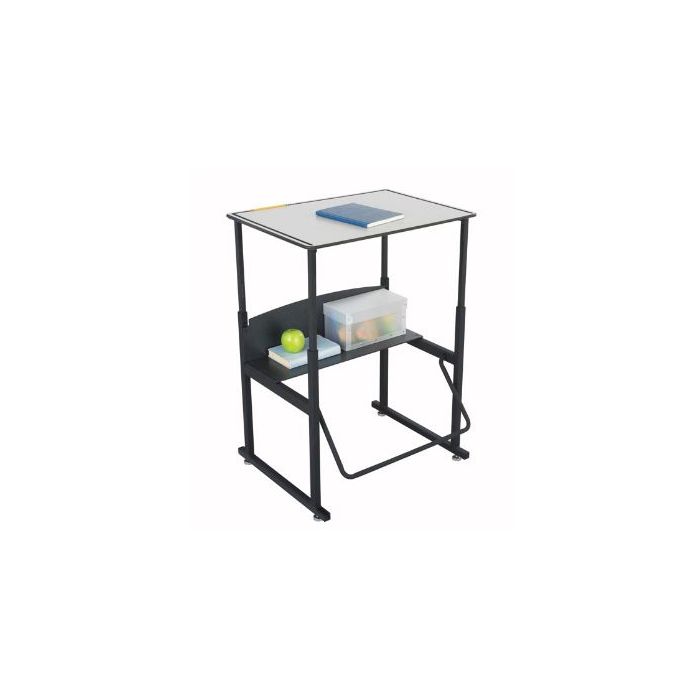 Stand-Up Desk | AlphaBetter Adjustable-Height 28" x 20" Premium Top and Swinging Footrest Bar, Gray