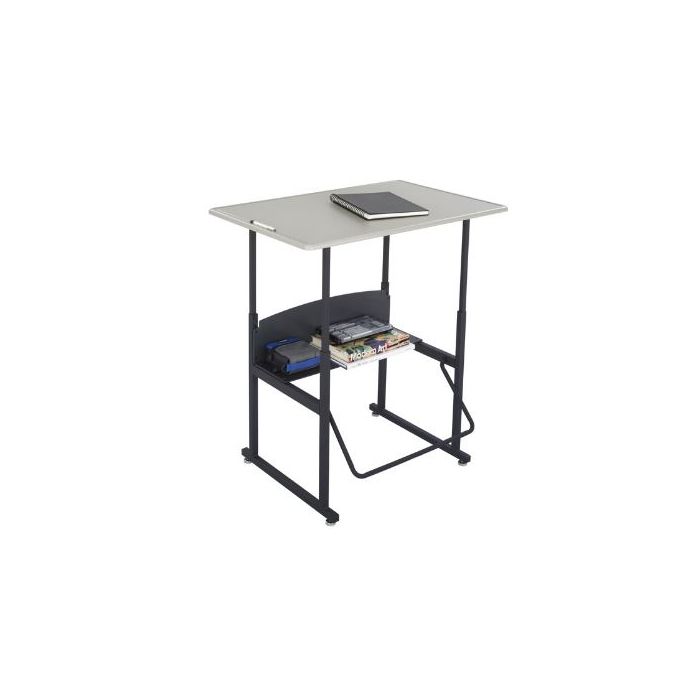 Stand-Up Desk | AlphaBetter Adjustable-Height 36" x 24" Standard Top and Swinging Footrest Bar, Beige