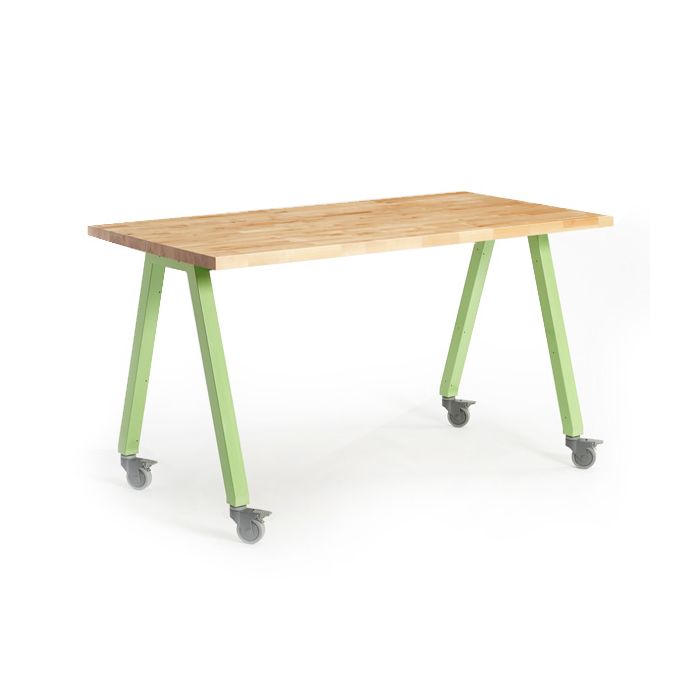 Shown in Butcher Block Top, Apple Legs