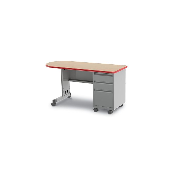 Teacher Desk | Single Bullet | Right Hand Box-Box-File Pedestal | Cascade Series