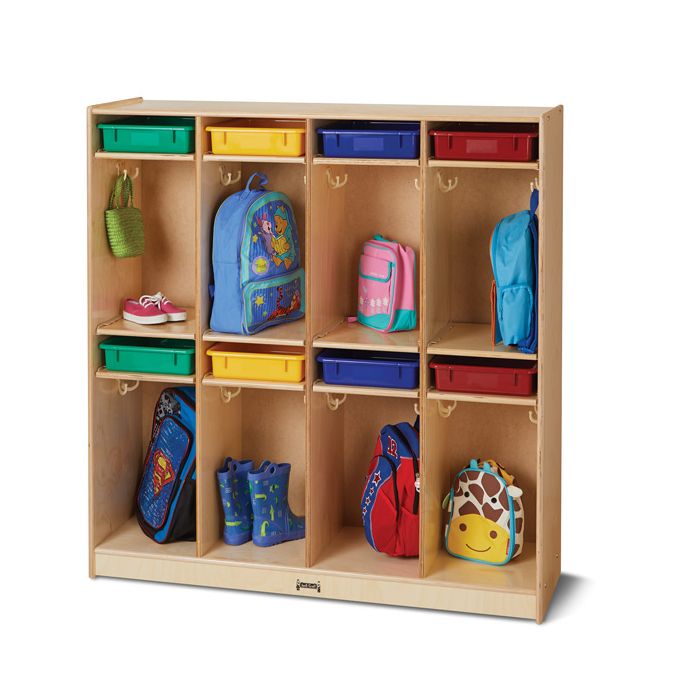Birch Wood Cubbie with Colored Trays
