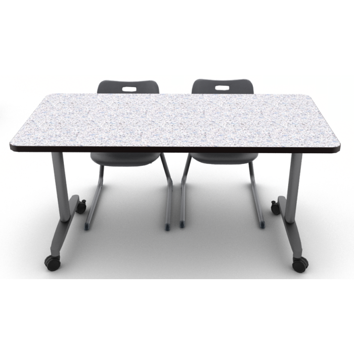 Grey Glace with Black edge and Titanium frame, shown with 2 ASCL18 cantilever chairs in Graphite