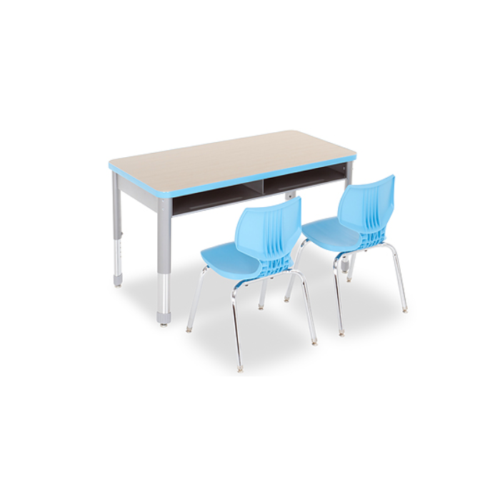 Grey Nebula Top, Cerulean Edge, Platinum Legs