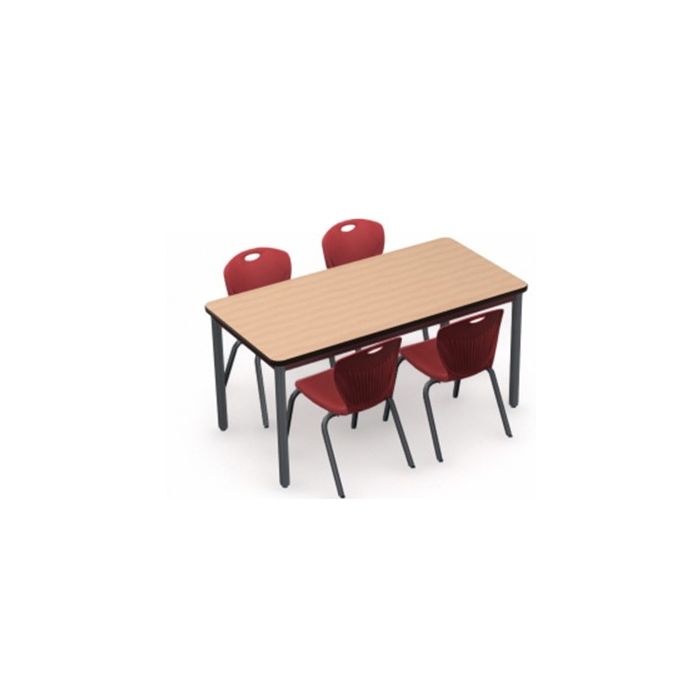 Shown in New Age Oak, Black Edge, Black Legs, Chairs (D10A-1) Ruby Red
