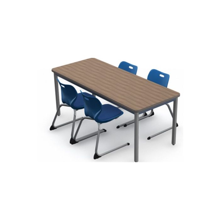 Shown in Pinnacle Walnut Top, Titanium Edge, Titanium Legs, Chairs (ASCL18-1) Royal Blue