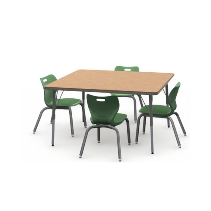 Shown in Bannister Oak Top, Titanium Edge, Titanium Legs, Chairs (ASL14) Clover