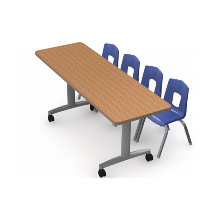 Shown in Nepal Teak Top, Titanium Edge, Titanium Legs, 7105 Chairs in Azure