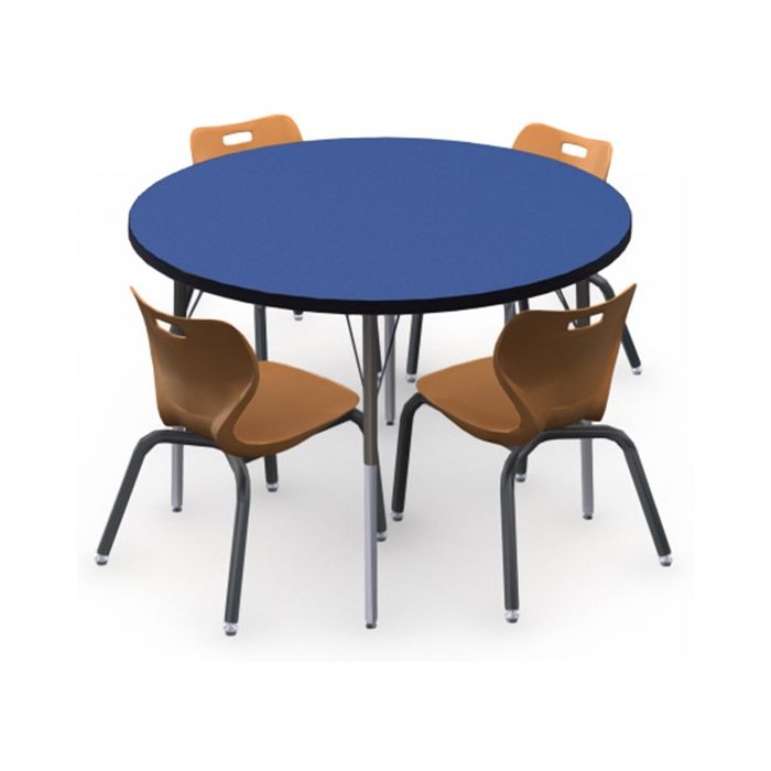 Shown in Blue Curacao Top, Black Edge, Black Legs, Chairs (AS4L14) Sunset Orange