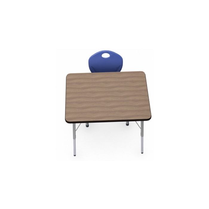 Shown in Pinnacle Walnut Top, Black Edge, Titanium Legs, Chair (D10X) Blue