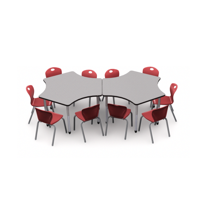 Collaboration for 10 | 3P120 Table with 10 D10A Ruby Red Chairs
