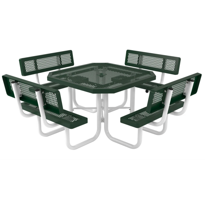 Picnic Table | 46" Regal Octagon Portable Table with 4 Attached Seats with Seat Backs