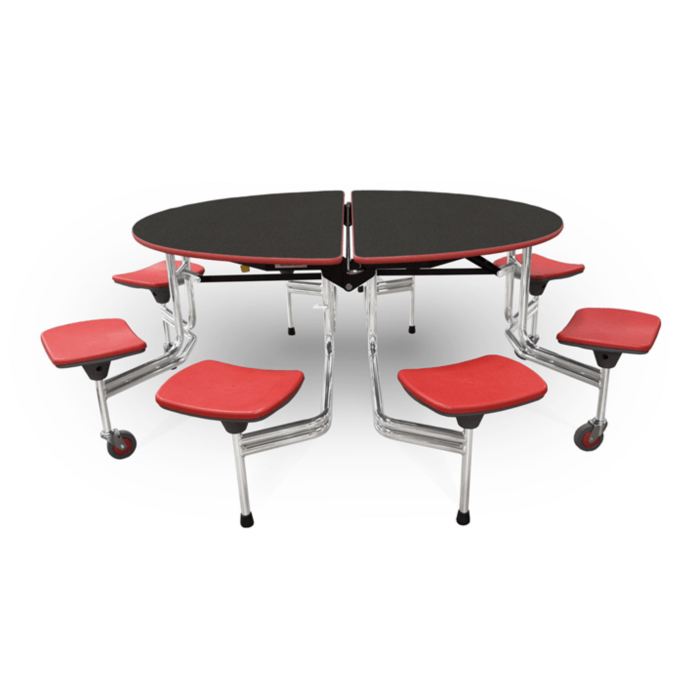 Cafeteria Tables | Graduate Table | Oval with 8 Stools | 60"L x 54"W x 30"H