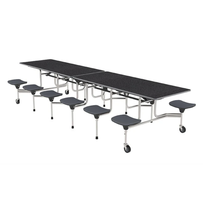 Cafeteria Table | Rectangle with 12 Stools | TC-65 Series 12' President Table | 144"L x 30"W x 30"H