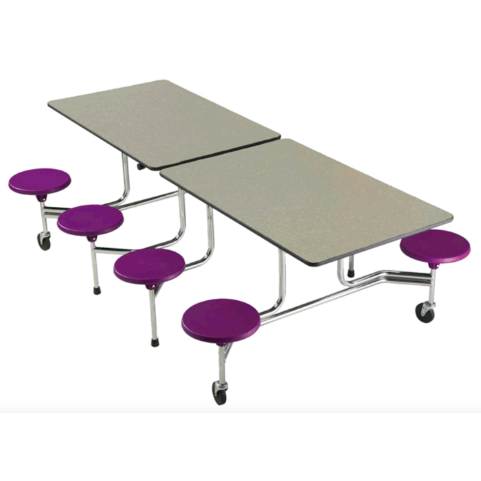 Cafeteria Table | Rectangle with 8 Stools | TC-65 Series 8' Director Table | 96"L x 30"W x 30"H