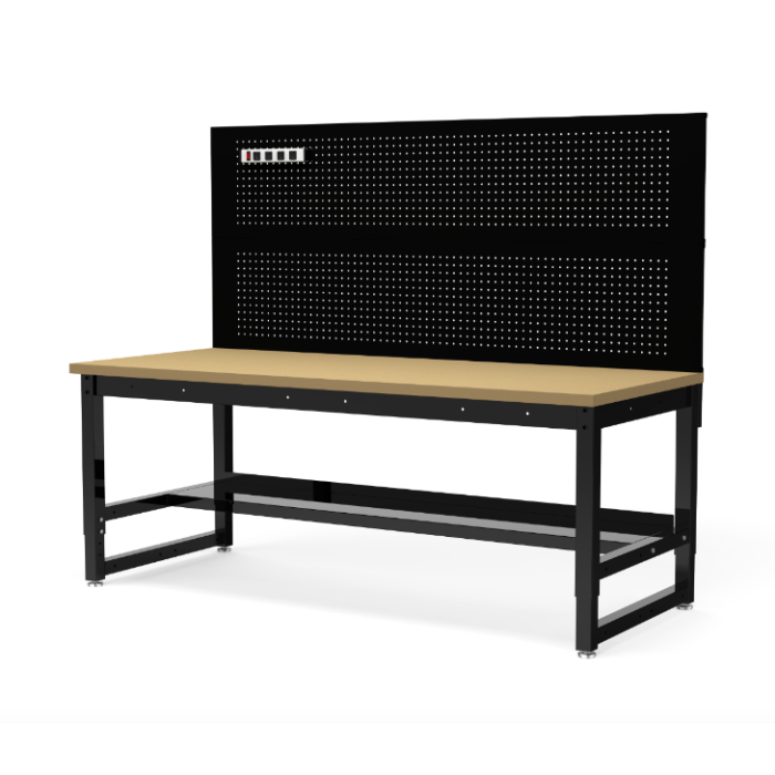 70" x 32" Adjustable Height Workbench | Industrial Workbench | Pegboard Back
