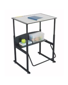 Stand-Up Desk | AlphaBetter Adjustable-Height 28" x 20" Premium Top and Swinging Footrest Bar, Gray