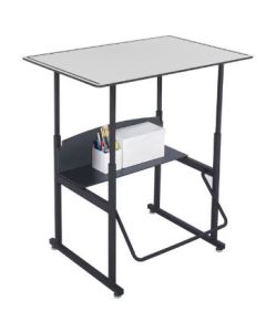Stand-Up Desk | AlphaBetter Adjustable-Height 36" x 24" Premium Top and Swinging Footrest Bar, Gray