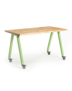 Shown in Butcher Block Top, Apple Legs