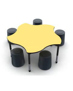 Quince laminate with 5 MOV 18"H MOV stools in Onyx