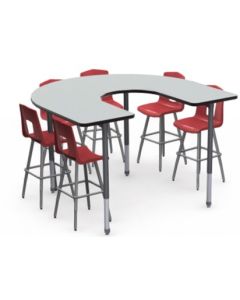 Shown in Nordic Linen Top, Black Edge, Black Legs, Chairs (7990) Ruby Red