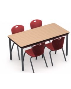 Shown in New Age Oak, Black Edge, Black Legs, Chairs (D10A-1) Ruby Red
