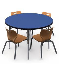 Shown in Blue Curacao Top, Black Edge, Black Legs, Chairs (AS4L14) Sunset Orange