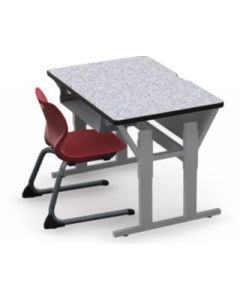 Shown in Grey Glace Top, Black Edge, Titanium Legs, Chair (ASCL14) Red