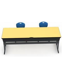 Shown in Quince Top, Black Edge, Black Legs, Chairs (D30C) Royal Blue