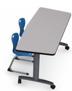 Shown in Pressed Linen Top, Black Edge, Black Legs, Chairs (D30C) Royal Blue) 