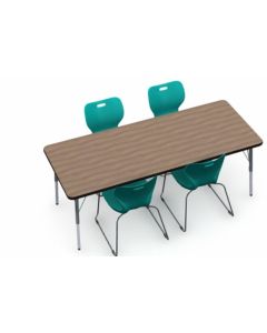 Shown in Pinnacle Walnut Top, Black Edge, Black Legs, Chairs (ASSL16) Reef