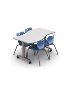 Expanse Flip-n-Nest table shown in Dublin with Titanium edge and Titanium leg